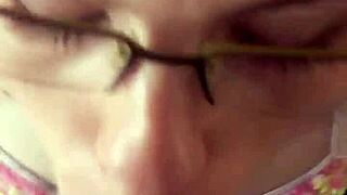 glassed-up karla rose kneels pov sucking my wrapped cock hungrily