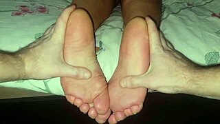 Stepmother Gets Intense Barefoot Foot Massage From Stepson Close Up Homemade