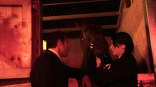 jodie james bounces on stiff dick cowgirl in the barn