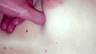 Lucky student fingers girlfriend's shaved wet pussy till she orgasms on his penis creampie