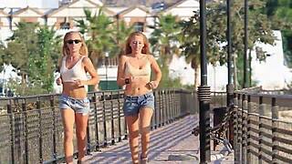 softly bouncing boobs tease non-nude lady in bra!