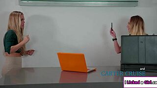 carter dives into the boss lady's pussy for some lesbian licking action