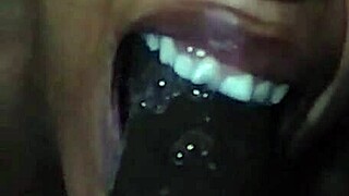 Slim Ebony Amateur Deepthroats Huge Black Cock Post-Vacation POV