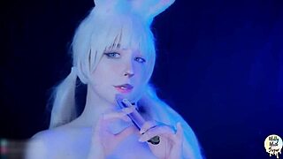 bunny girl mollymoonsugar takes hardcore sex machine pounding and creampie