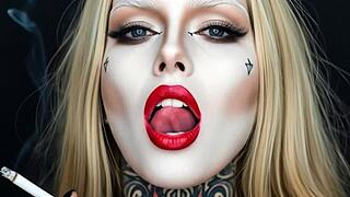 Smokinglips4 puffs seductive smoke rings