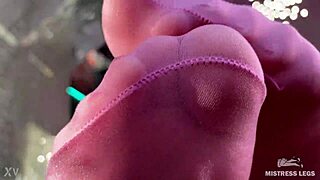 GODDESS CUTE FEET SWING IN THIN SHEER PINK PANTYHOSE CLOSE TO YOUR FACE TEASING TOES NYLON FETISH!