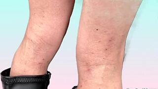 Solo Miniskirt Boots Polka Dot Panties Masturbation in Bathroom Rip