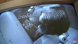 blonde milf nina rae deepthroats big cock from gloryhole while using toy