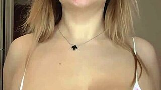 bold cosplay bunny squeezes her massive natural tits tight around rabbit toy