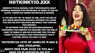 Hotkinkyjo stuffs ass full of candles for 2026