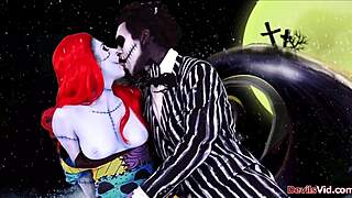 joanna angel's sexy redhead deepthroat in nightmare before christmas parody blowjob