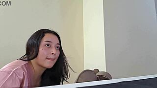 latina neighbor sneaks fuck on work video call creampie desk pounding