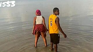 Behind the beach fun with asian and european stars