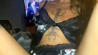 this horny british emo 18yo milf fingers her big ass and tits solo