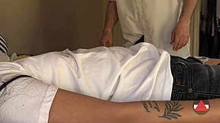 He slides his throbbing cock right into her filipina belly button for that fetish rub.