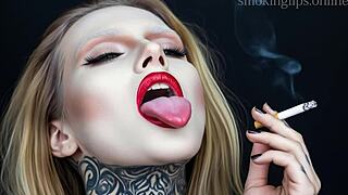 Smokinglips4 puffs seductive smoke rings