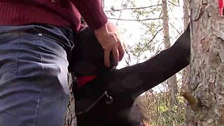 Blindfolded Milf Bound in Hood Chokes on Deep Facefucks