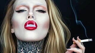 Smokinglips4 puffs seductive smoke rings