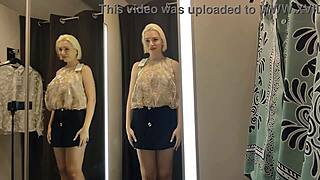Sexy BLONDE TITS Flash In Transparent PANTIES Try-On Haul FITTING ROOM Changing Adventure