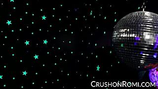 romi stuffs toys deep in her shaved pussy while fingering