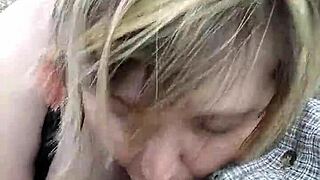 bbw wife liz slurps fat cock roadside blowjob like a hungry slut