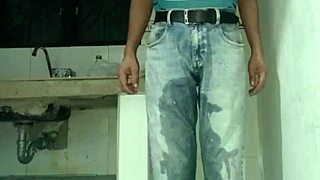 Woman wets pants with cloth diaper then enjoys two nighttime orgasms on rainy evening