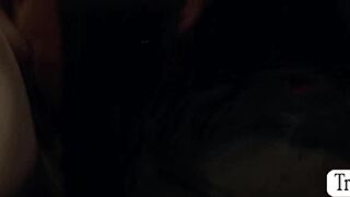 busty witch screams as two shemales pound her hard!!