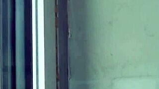 Blonde gags deep on cock while fingers probe her tight outdoor ass