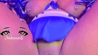 Cheerleader's Huge Ebony Tits Bounce Wildly While She Squirts Everywhere!