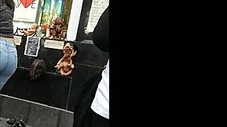 voyeur catches latina teen's huge ass stuffed in tight jeans upskirt