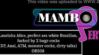 Laurinha alice perfect white brazilian ass fucked dp anal atm by two huge monster cocks
