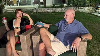 whoa old cuck watches stud pound young wife poolside 🔥🏊