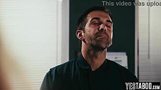 hey tiny blonde teen, wanna feel janitors monster cock rail your hairy classroom cunt?