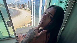 waking the beach brunette i met with full ass pounding in sheer lingerie, her plump cheeks jiggling wild