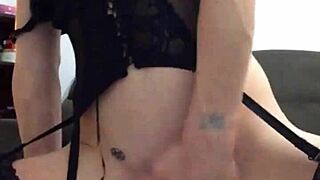 Petite Brazilian teen rides big black dildo till explosive orgasm squirt