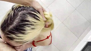 Rough kitchen domination! Blindfolded girlfriend squirts from anal pounding