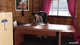 i'm nympho latina boss an i seduce delivery boy fer office quickie wit his monster cock