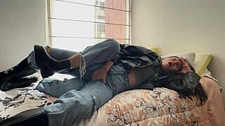 Two Leather-Clad Lesbians In Boots Finger And Trib To Orgasm