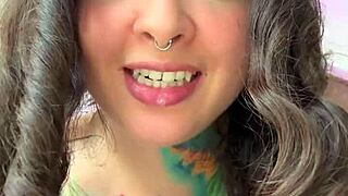 this dirty brunette spits on you while humiliating your small cock