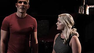 blonde milf stepmom bound and submissive riding stepson's cock wildly