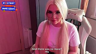 chubby blonde with glasses fucks gamer guy on webcam cowgirl style