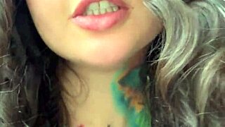 this dirty brunette spits on you while humiliating your small cock