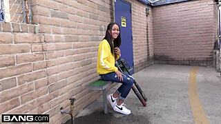 Aria Skye’s tight pussy pounded outdoors