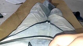 jeans diaper wetting builds to multiple shaking orgasms
