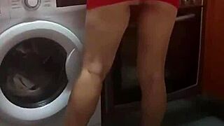 stepmom's juicy pussy pounded hard in kitchen creampie bliss