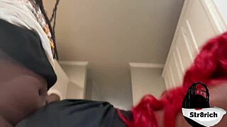 Str8Rich Pounds Sexy Redhead Ebony Teen's Tight Ass Doggystyle at Wild Atlanta Halloween Party.