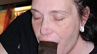 chubby bimbo mature gags on stepson's monster bbc with sloppy deepthroat gumjob