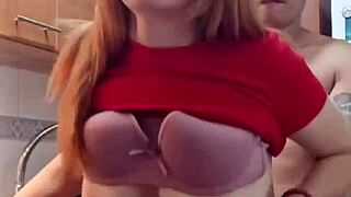 stepmom's juicy pussy pounded hard in kitchen creampie bliss