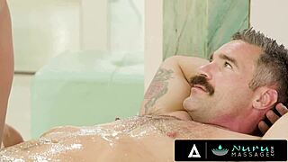 Nuru massage luckiest guy gets oiled deepthroat cowgirl from milf masseuses dearmond and wright?