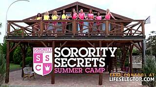 Sorority secrets unfold in summer camp part two with teen pov deepthroat and doggystyle adventure.